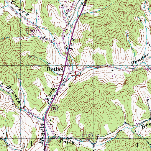 Topographic Map of Ponder Creek, NC
