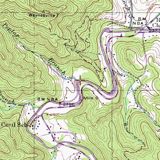 Topographic Map of Poplar Branch, NC