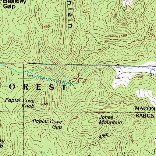 Topographic Map of Poplar Cove, NC