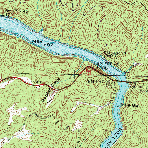 Topographic Map of Poplar Cove, NC