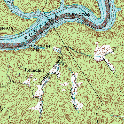 Topographic Map of Poplar Cove, NC