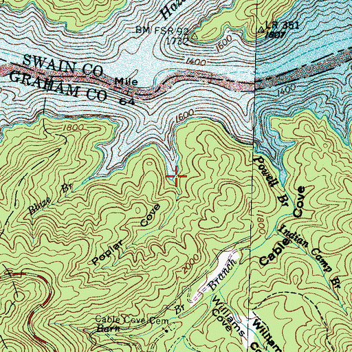 Topographic Map of Poplar Cove, NC
