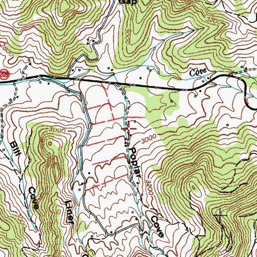 Topographic Map of Poplar Cove, NC