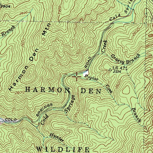 Topographic Map of Poplar Cove Branch, NC