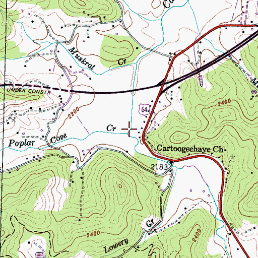 Topographic Map of Poplar Cove Creek, NC