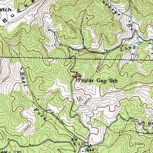 Topographic Map of Poplar Gap School, NC