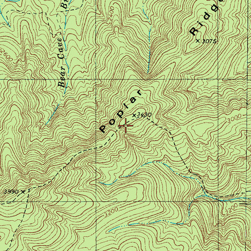 Topographic Map of Poplar Ridge, NC
