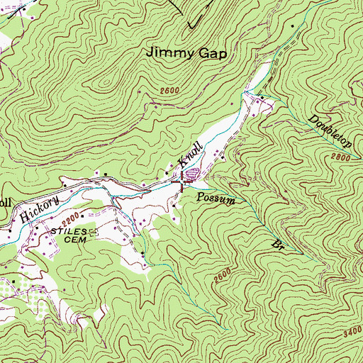 Topographic Map of Possum Branch, NC