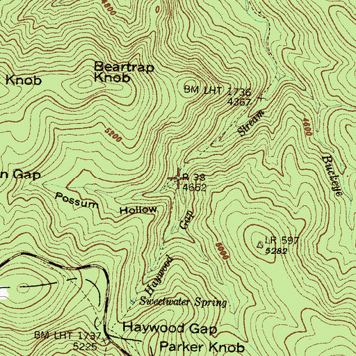 Topographic Map of Possum Hollow, NC