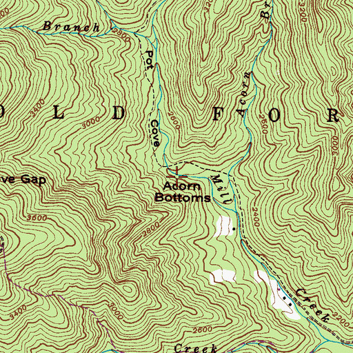 Topographic Map of Pot Cove, NC