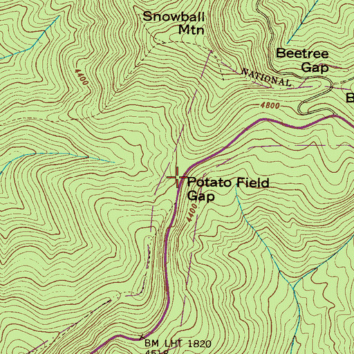 Topographic Map of Potato Field Gap, NC