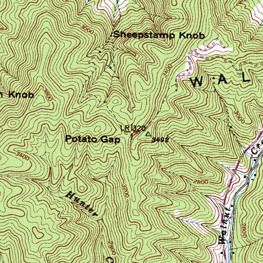 Topographic Map of Potato Gap, NC