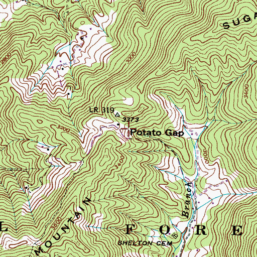 Topographic Map of Potato Gap, NC
