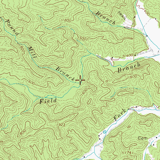 Topographic Map of Pound Mill Branch, NC
