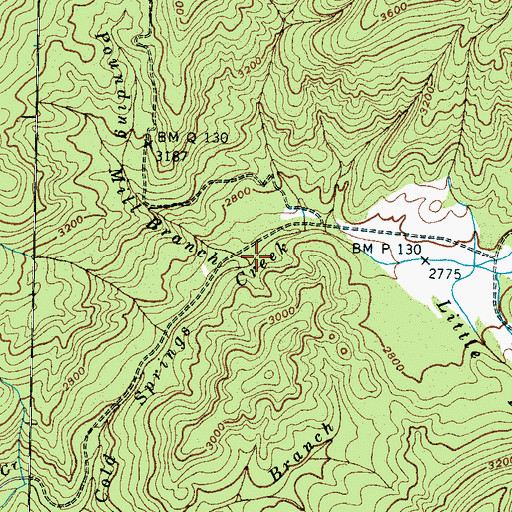 Topographic Map of Pounding Mill Branch, NC