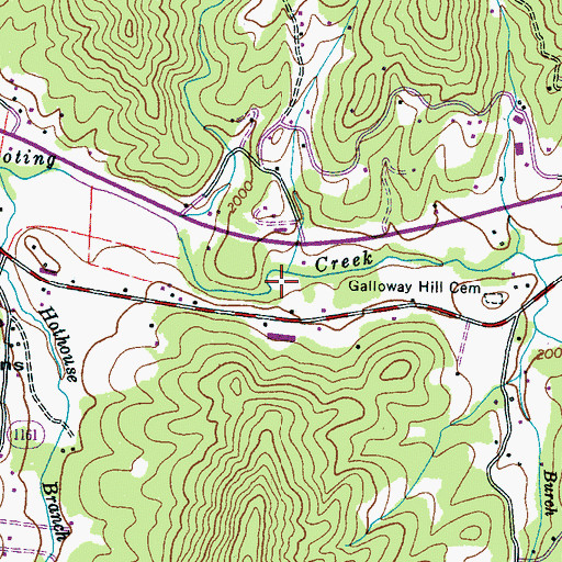 Topographic Map of Pounding Mill Creek, NC