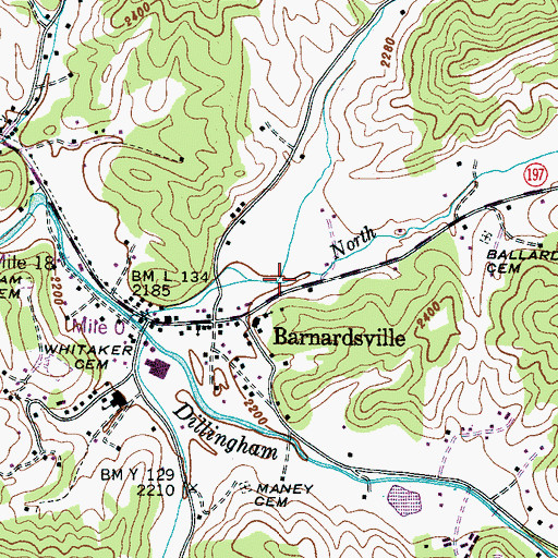 Topographic Map of Poverty Branch, NC