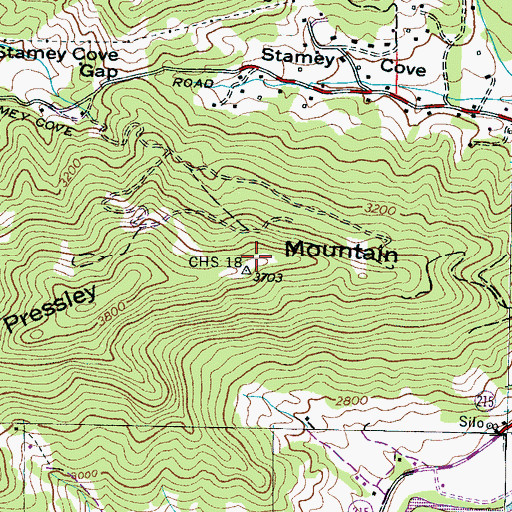 Topographic Map of Pressley Mountain, NC