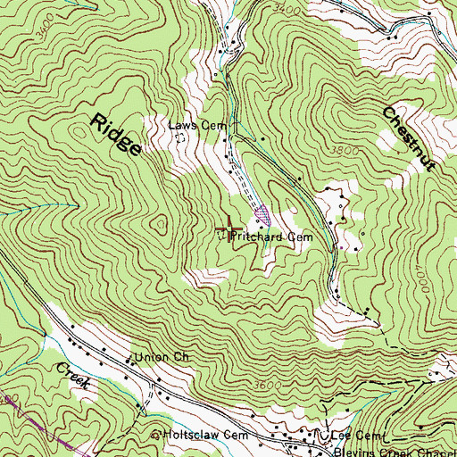 Topographic Map of Pritchard Cemetery, NC