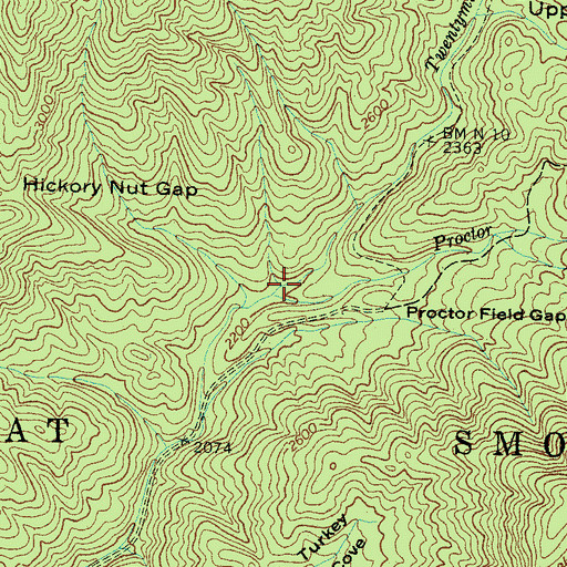 Topographic Map of Proctor Branch, NC