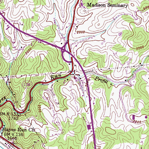 Topographic Map of Profitt Branch, NC