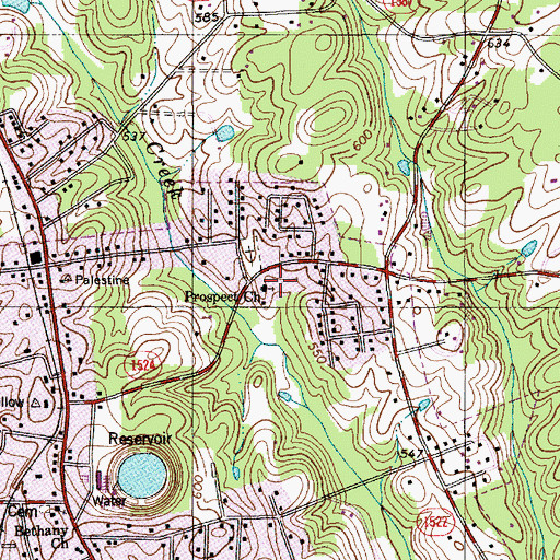 Topographic Map of Prospect Church, NC