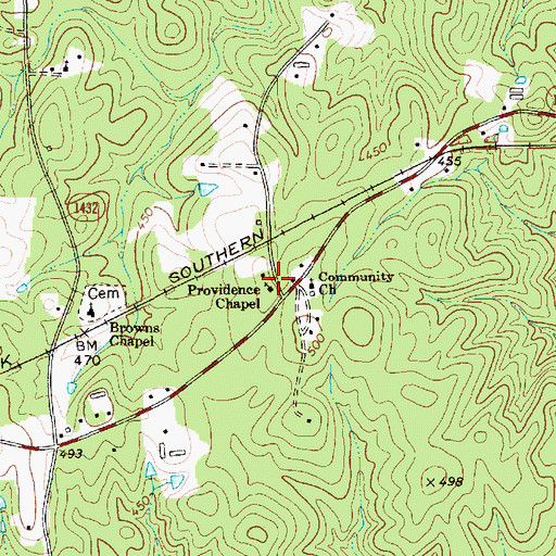 Topographic Map of Providence Chapel, NC