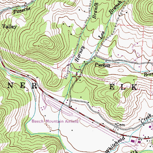 Topographic Map of Puckett Branch, NC