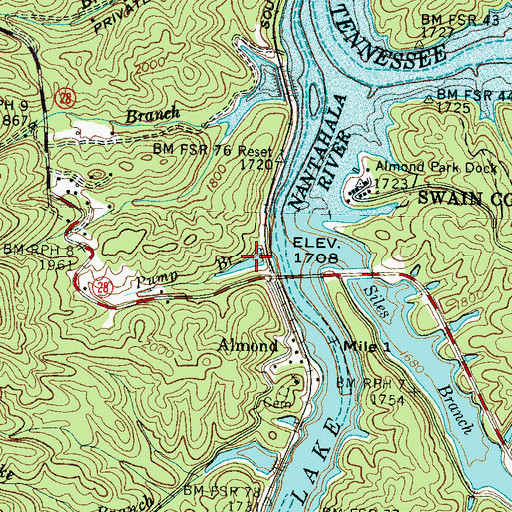 Topographic Map of Pump Branch, NC