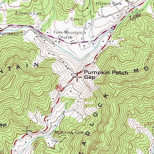 Topographic Map of Pumpkin Patch Gap, NC