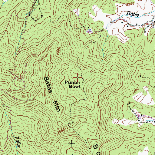 Topographic Map of Punch Bowl, NC