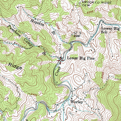 Topographic Map of Puncheon Camp Branch, NC
