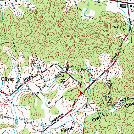 Topographic Map of Qualla Housing Project, NC