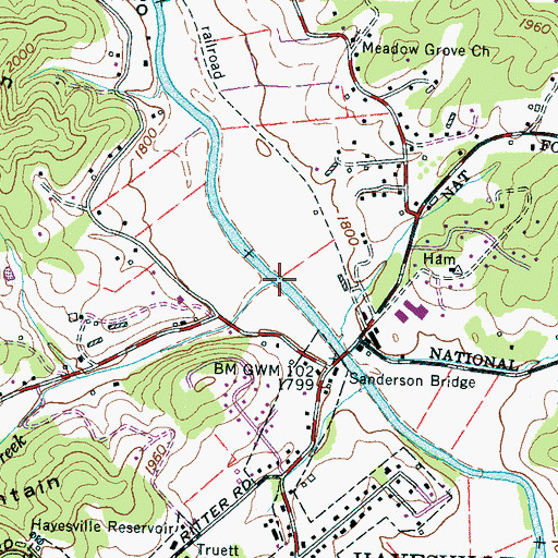 Topographic Map of Qually Creek, NC