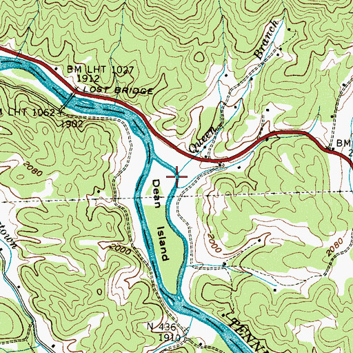 Topographic Map of Queen Branch, NC