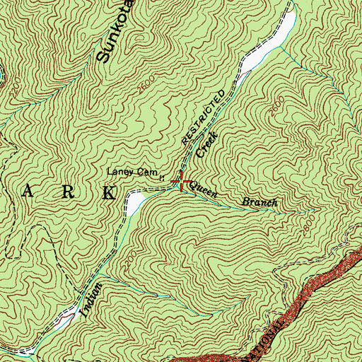 Topographic Map of Queen Branch, NC