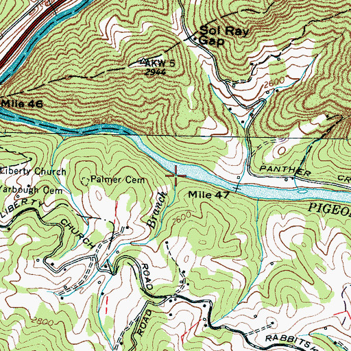 Topographic Map of Rabbitskin Branch, NC