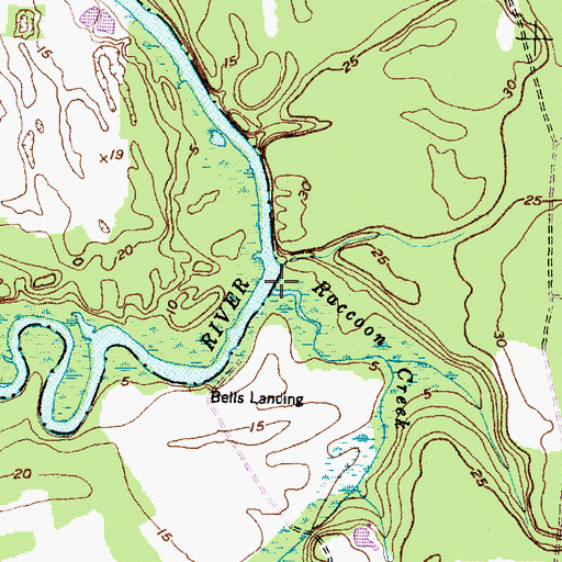 Topographic Map of Raccoon Creek, NC