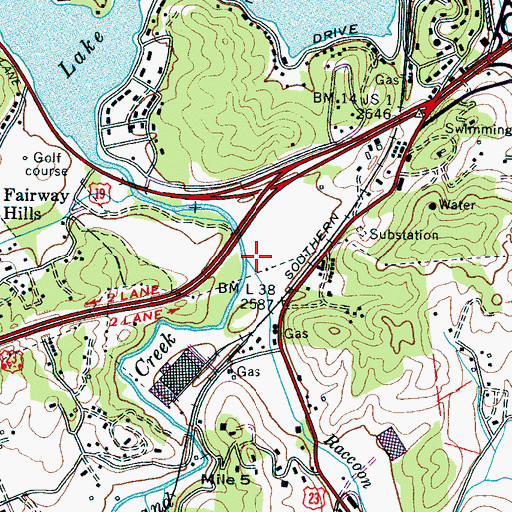 Topographic Map of Raccoon Creek, NC