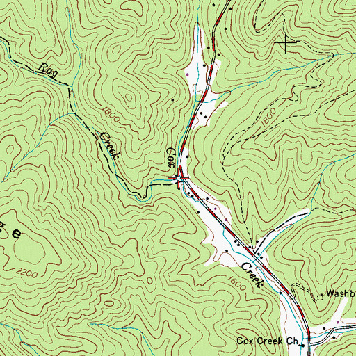 Topographic Map of Rag Creek, NC