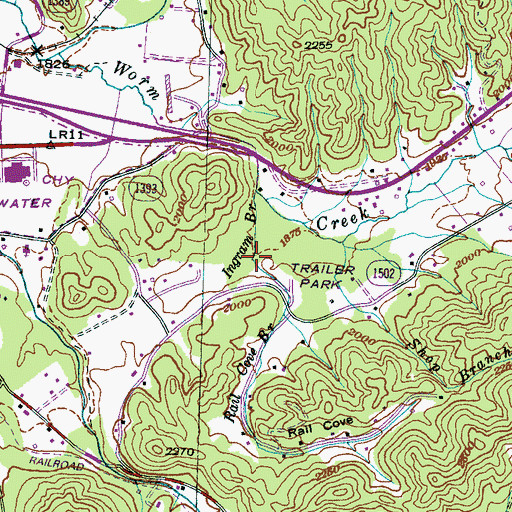 Topographic Map of Rail Cove Branch, NC