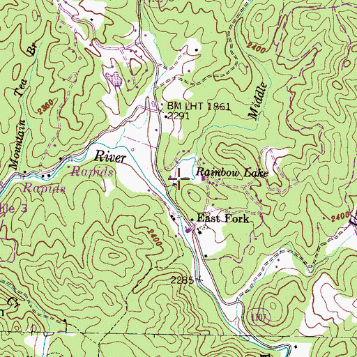 Topographic Map of Rainbow Lake, NC