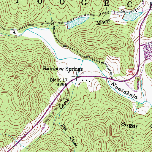 Topographic Map of Rainbow Springs, NC