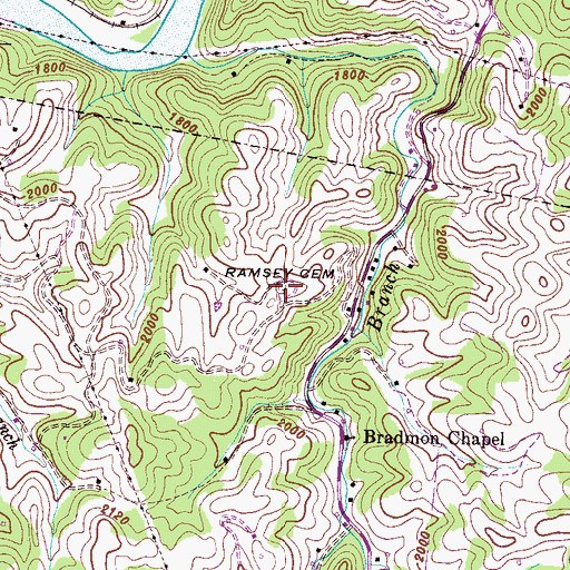 Topographic Map of Ramsey Cemetery, NC