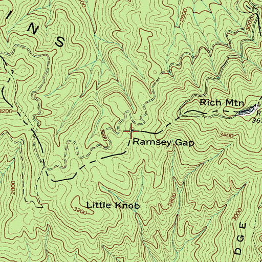 Topographic Map of Ramsey Gap, NC