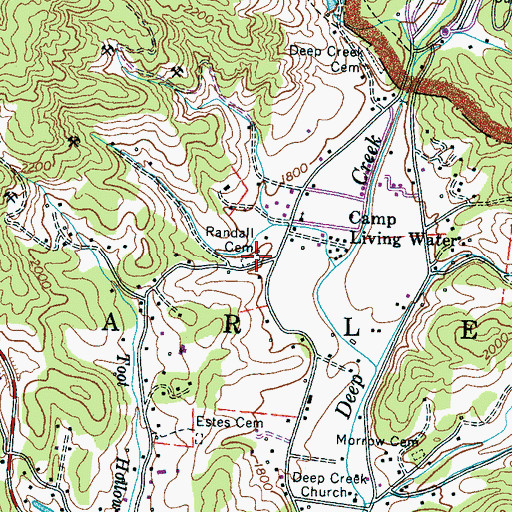 Topographic Map of Randall Cemetery, NC