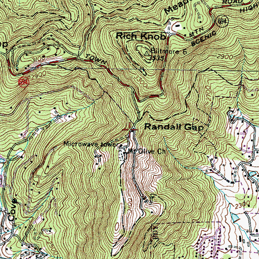 Topographic Map of Randall Gap, NC