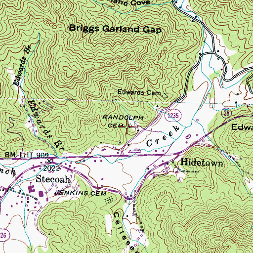 Topographic Map of Randolph Cemetery, NC