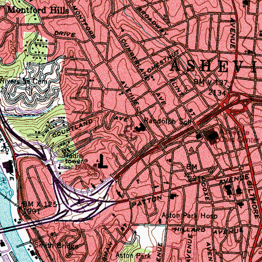 Topographic Map of Randolph School, NC