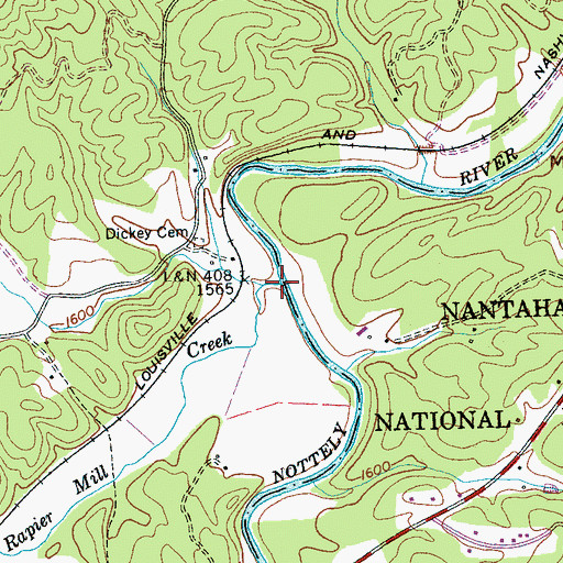 Topographic Map of Rapier Mill Creek, NC